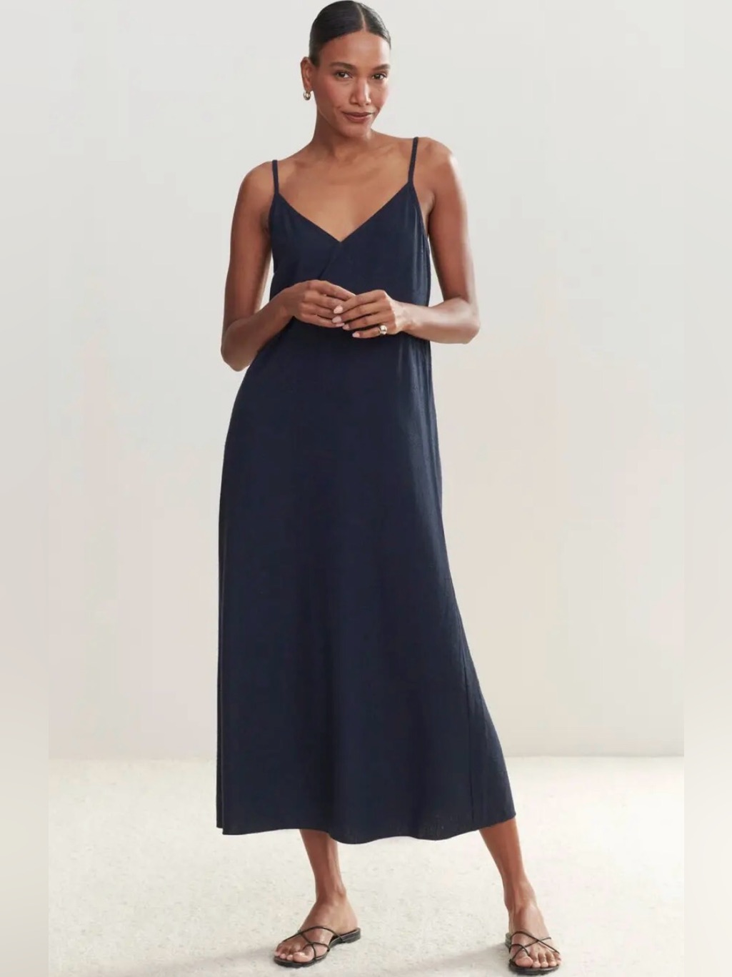 Jenni Kayne Riviera Slip Dress Navy 100% Silk Maxi Dress Xxl Nwt